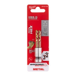Milwaukee SHOCKWAVE HSS-G TiN Hex Metal Matkap Ucu 4 x 71,5 mm 2'li 48894708 - Milwaukee