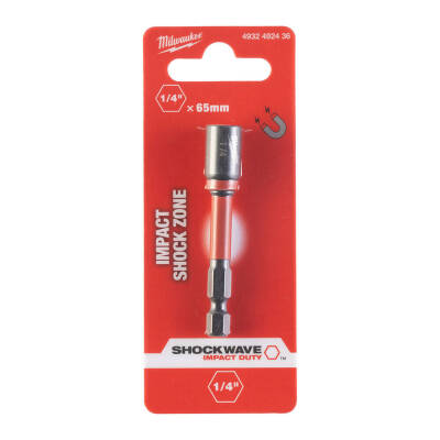 Milwaukee SHOCKWAVE Manyetik Lokma Uç 1/4 inç x 65 mm 1/4 Hex 4932492436 - 1