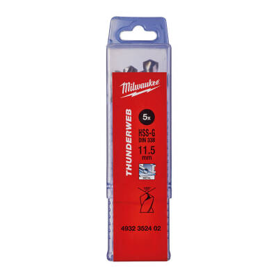 Milwaukee THUNDERWEB HSS-G Metal Matkap Ucu 11,5 x 142 mm 5'li 4932352402 - 1
