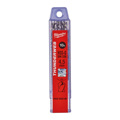 Milwaukee THUNDERWEB HSS-G Metal Matkap Ucu 4,5 x 80 mm 10'lu 4932352386 - 1