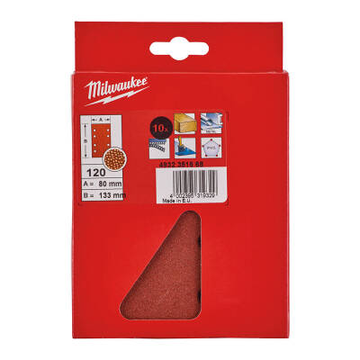 Milwaukee Titreşimli Zımpara Kağıdı 80 x 133 mm 120 Kum 10'lu 4932351668 - 2
