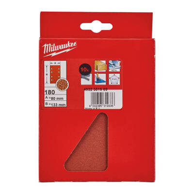Milwaukee Titreşimli Zımpara Kağıdı 80 x 133 mm 180 Kum 10'lu 4932351669 - 2