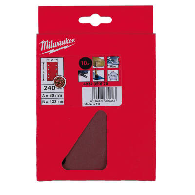Milwaukee Titreşimli Zımpara Kağıdı 80 x 133 mm 240 Kum 10'lu 4932351670 - 2