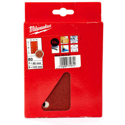 Milwaukee Titreşimli Zımpara Kağıdı 80 x 133 mm 80 Kum 10'lu 4932351667 - 2