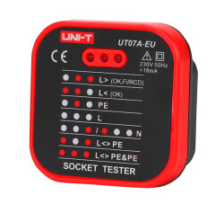 UNI-T UT07A Priz Test Cihazı 230 V, Topraklama, Nötr, Faz Hatası, RCD - UNI-T