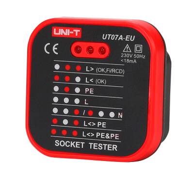 UNI-T UT07A Priz Test Cihazı 230 V, Topraklama, Nötr, Faz Hatası, RCD - 1